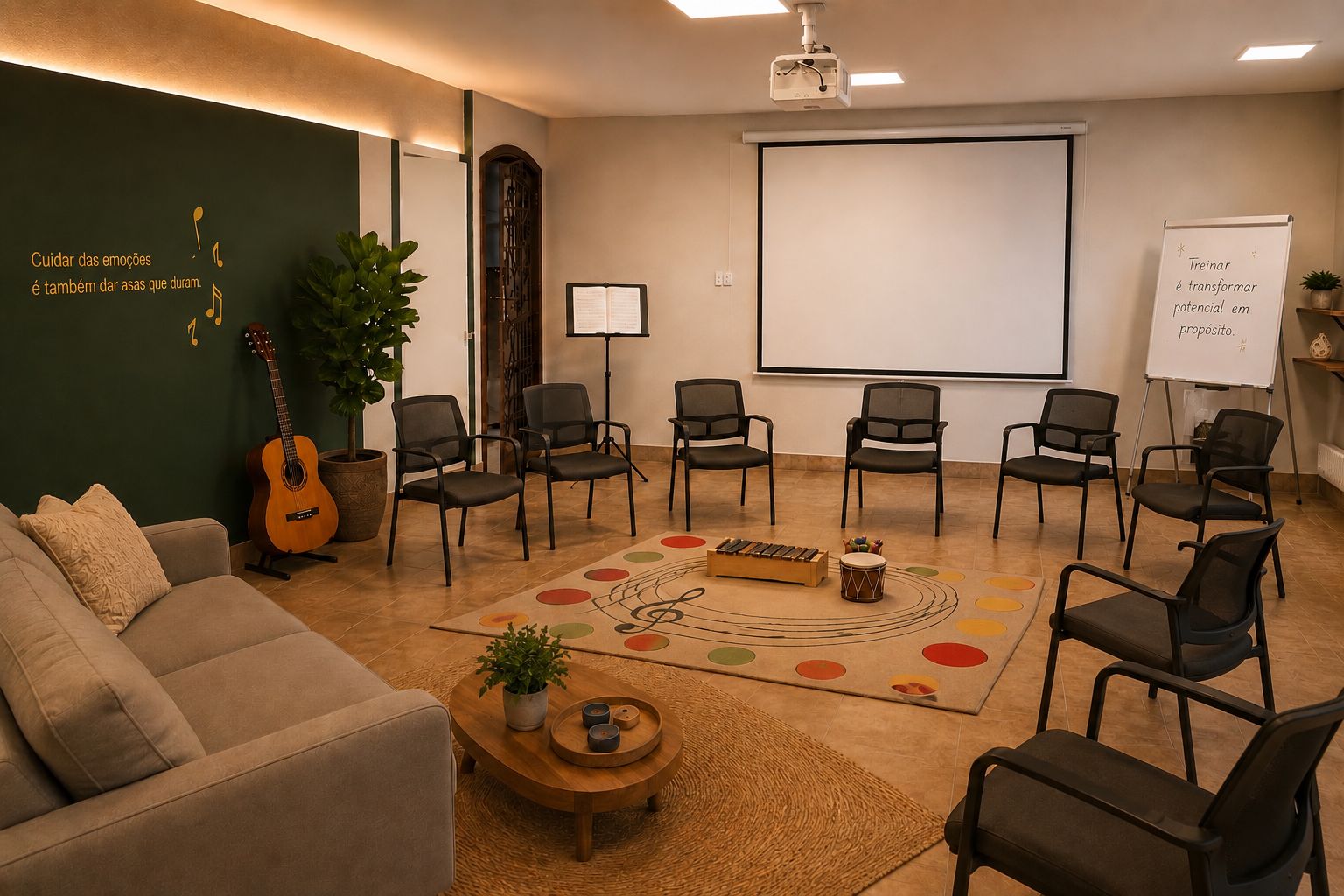 Sala de musicoterapia do Espaço Ser Humano